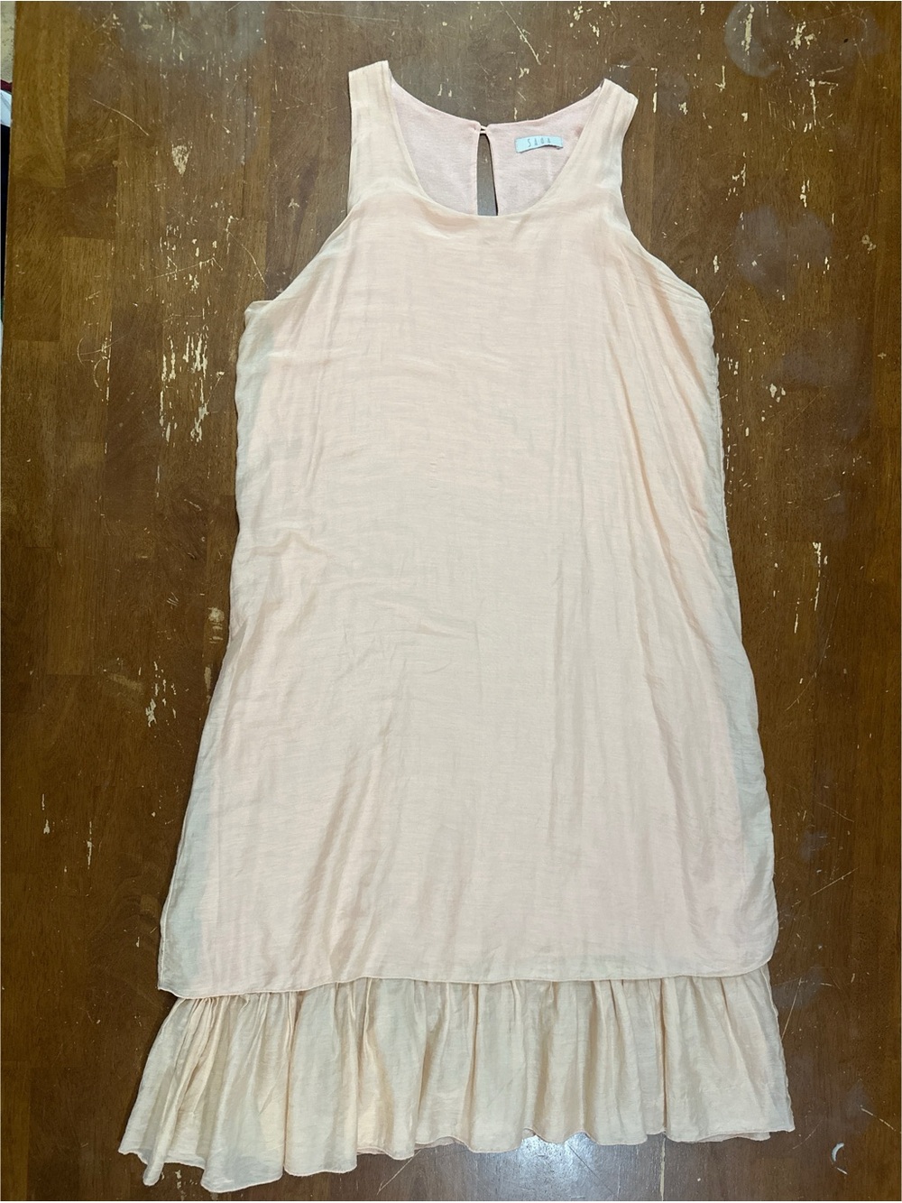 SAGA Light Peachy Pink Sleeveless Flowy Cotton Silk Blend Dress